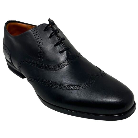 Wolf and Shepherd Men\'s Senna Wingtip Oxford Italian Leather Black Dress Shoes main image 5